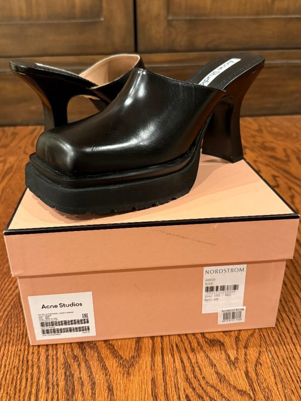 Acne Studios Bown Black Leather Platform Mules Size 40 / US 10